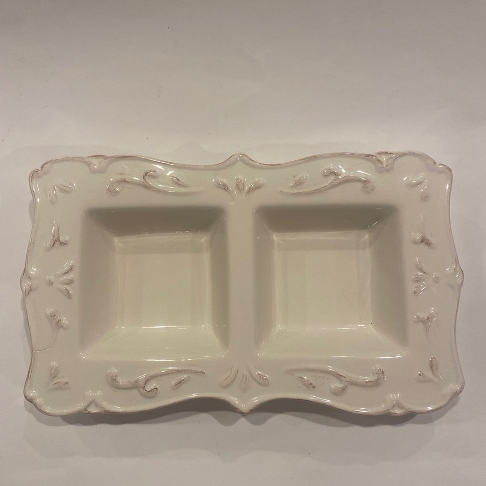 D’LUSSO HOME COLLECTION Ivory Rustic Serving Dish Nuts Candy Condiments EUC